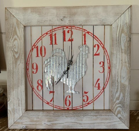 Red Rooster Square Clock
