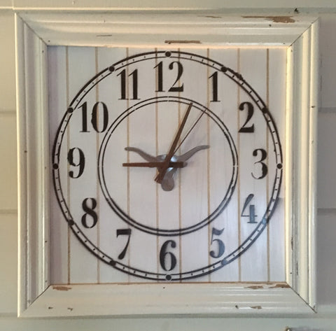 Longhorn Steer Square Clock