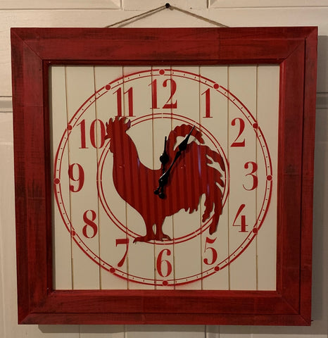 Mr. Red Rooster Square Clock
